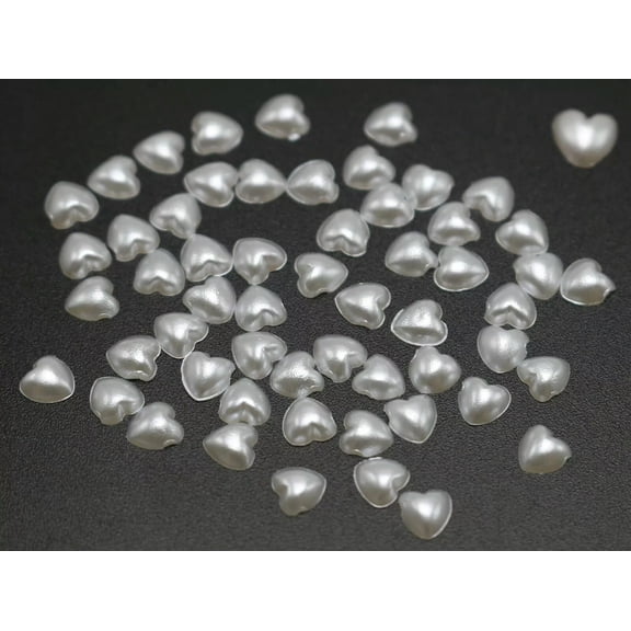 EOEMY 2000 Pure White Acrylic Half Pearl Tiny Flatback Heart Bead 4mm Scrapbook Craft