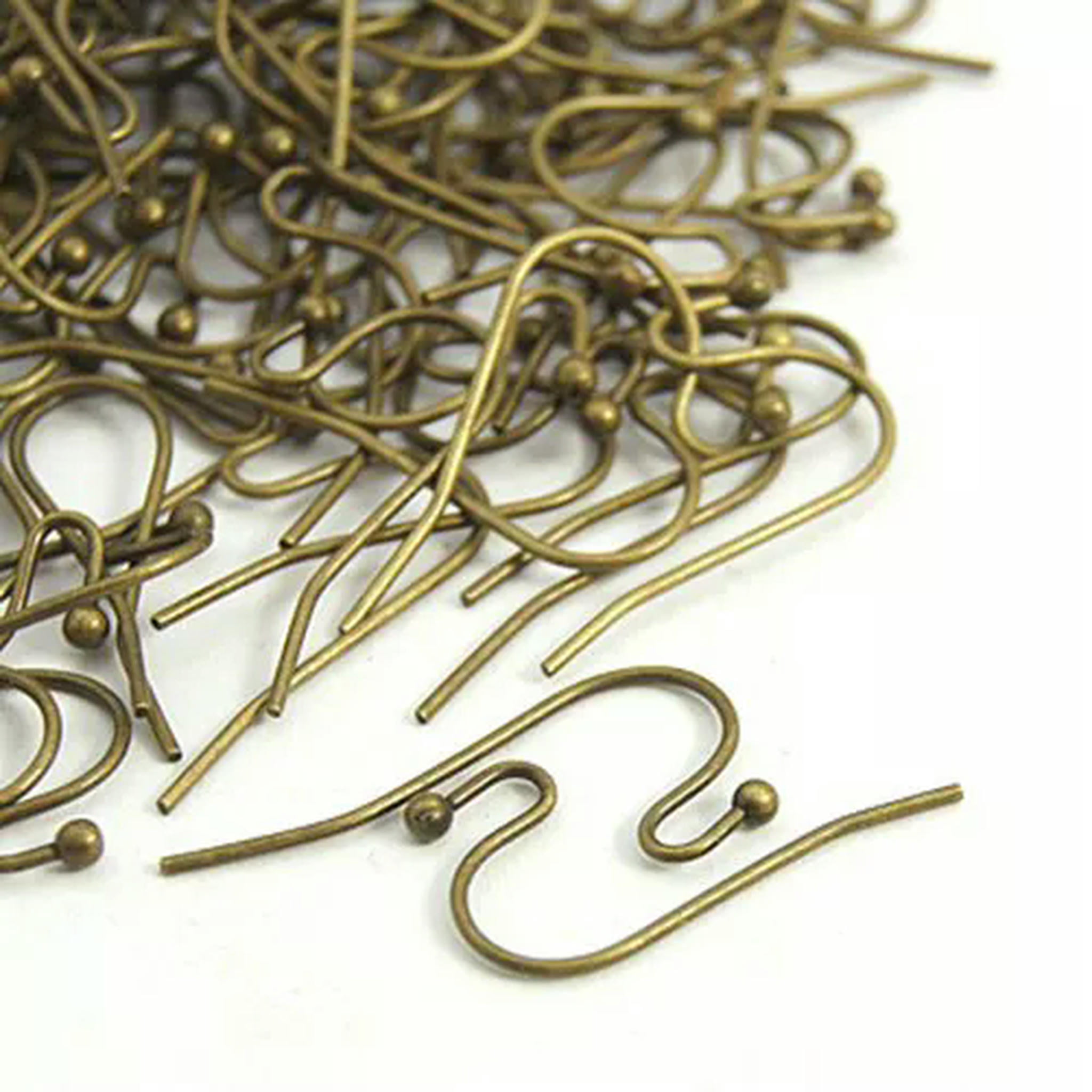 EOEMY 2000Pcs Brass Earring Hook Earwire For Diy Jewelry Earring Making 22X11X0.75mm-Antique Bronze