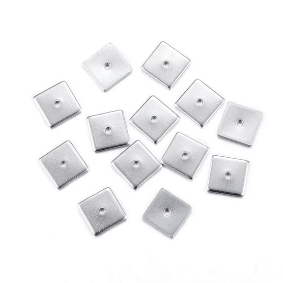 EOEMY 200Pcs 304 Stainless Steel Square Metal Beads Smooth Loose Spacers Beading 8X8mm