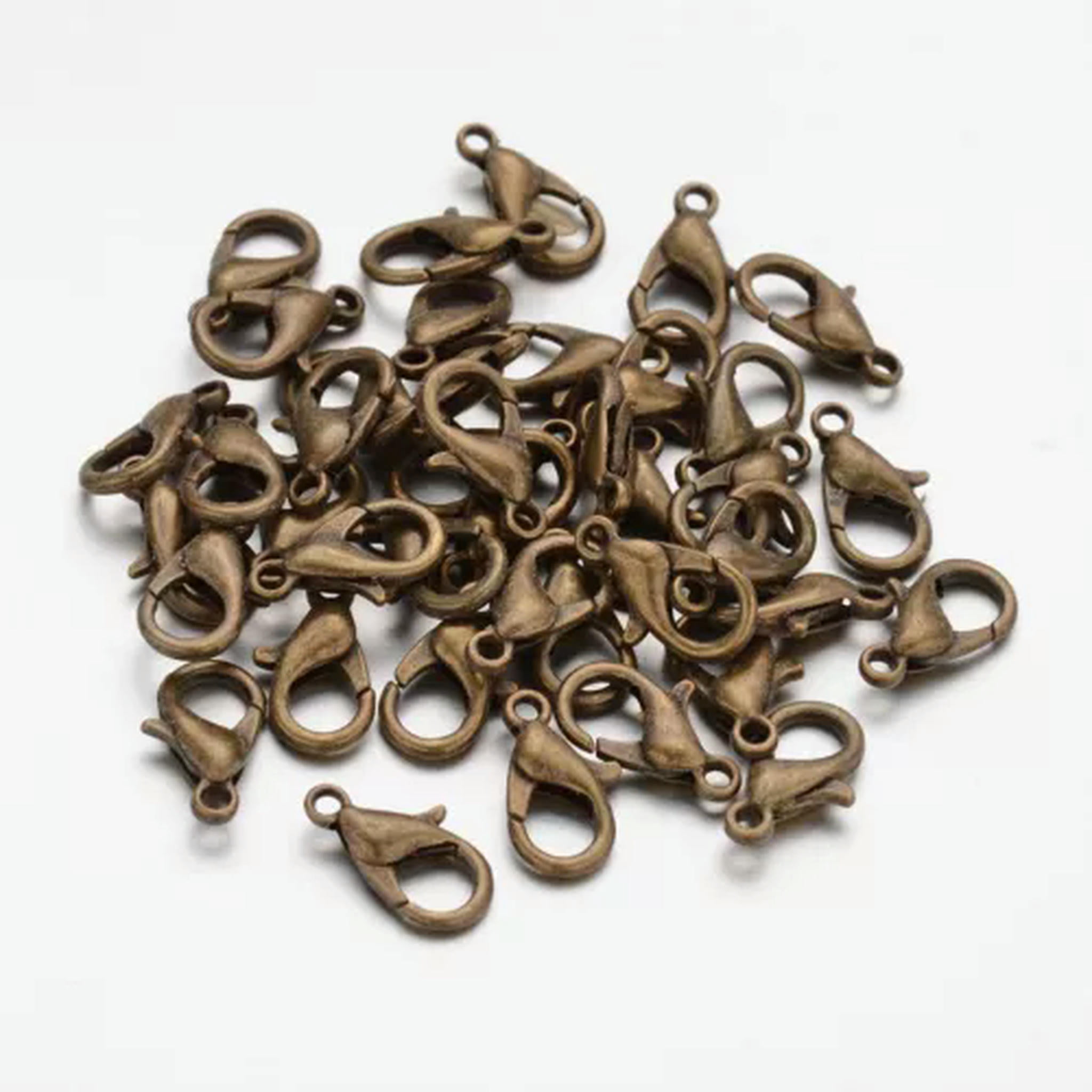 EOEMY 200Pcs Brass Lobster Claw Clasps Nickel Free Trigger Clasp Closure Findings 12mm-Antique Bronze