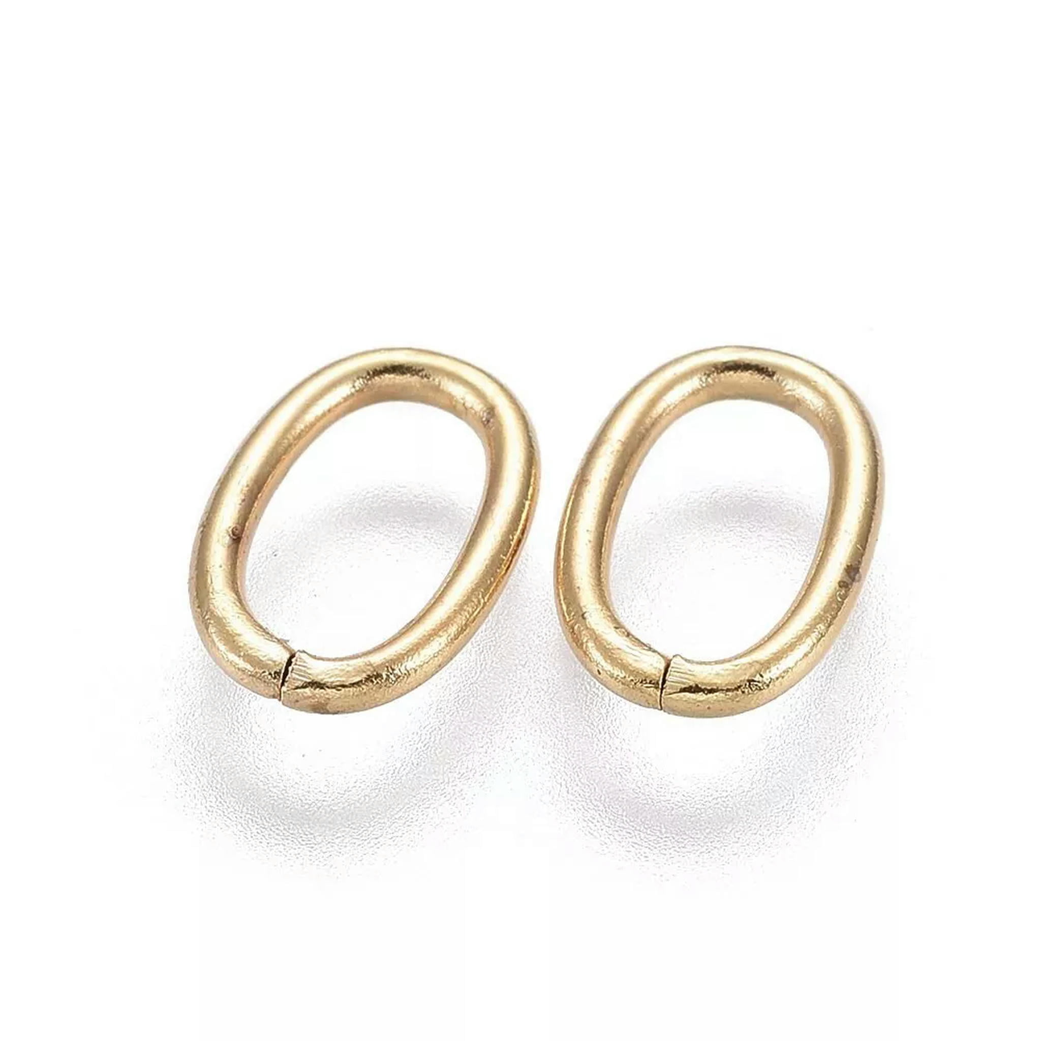 EOEMY 200Pcs Stainless Steel Oval Golden Open Jump Rings Jewelry Findings 10X6.5X1.1mm