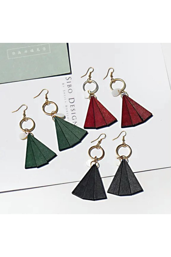 2019 Fashion Shell Earring Color Wood Drop Dangle Women Charm Earrings Jewelry-4 Pair