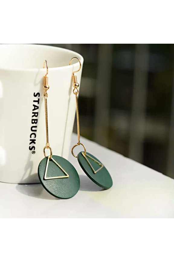 2019 Fashion Shell Earring Color Wood Drop Dangle Women Charm Earrings Jewelry-Green