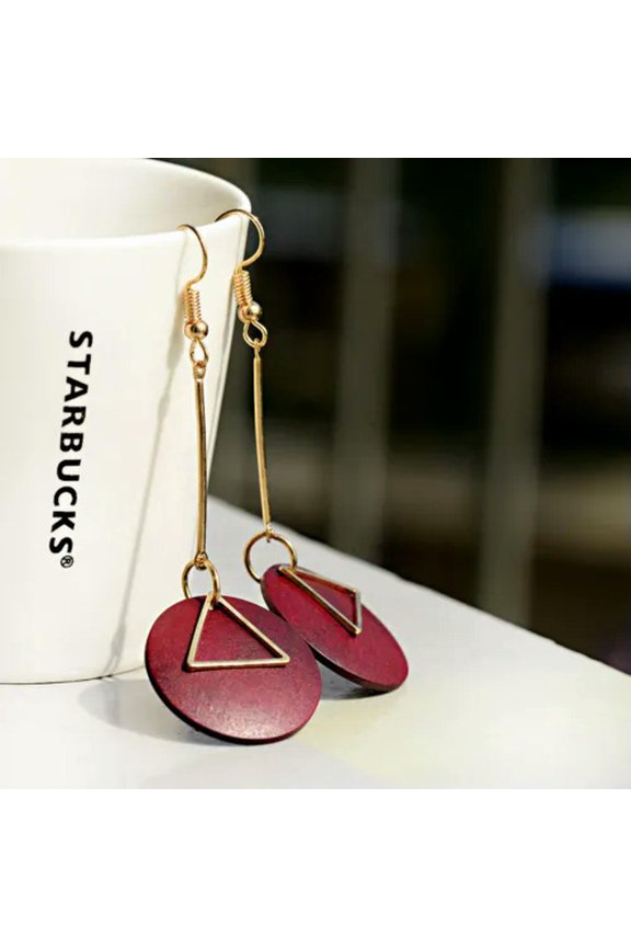 2019 Fashion Shell Earring Color Wood Drop Dangle Women Charm Earrings Jewelry-Red
