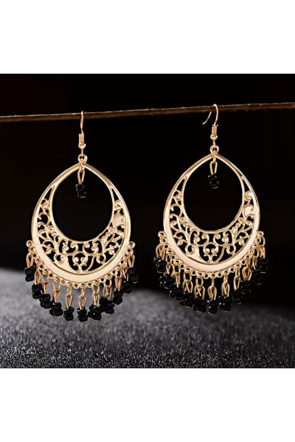 2019 Handmade Rainbow Drop Beads Round Earrings Bohemian Hook Earrings Jewelry-1#