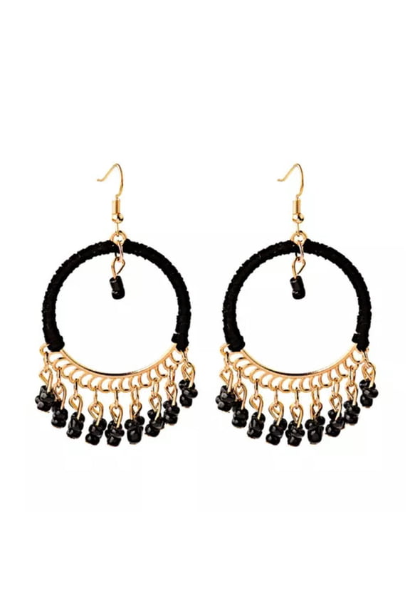 2019 Handmade Rainbow Drop Beads Round Earrings Bohemian Hook Earrings Jewelry-6#