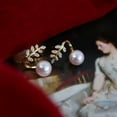 thumbnail image 1 of EOEMY 2022 Fashion 1Pair Pearl Gold Leaf Crystal Earrings Ear Stud Women Jewelry Gifts, 1 of 4