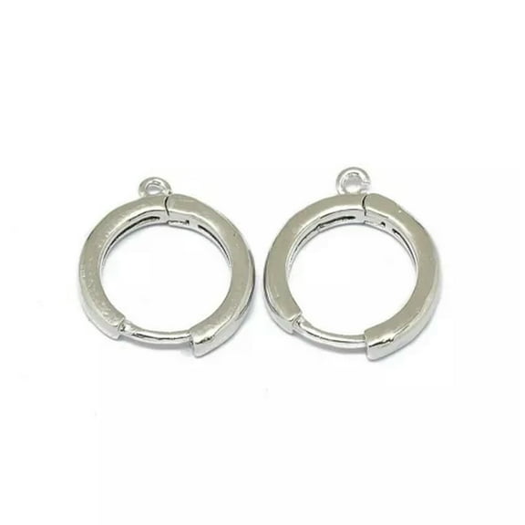 EOEMY 20Pcs Alloy Huggie Hoop Earring Leverback Earwire Loop Circle Ring 16.5X13.5mm-Platinum