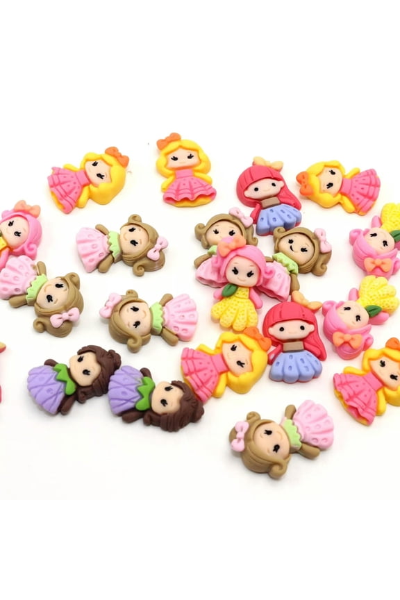 20Pcs Assorted Flatback Resin Cute Girls Princesses Cabochons Slime Charms 0.75"