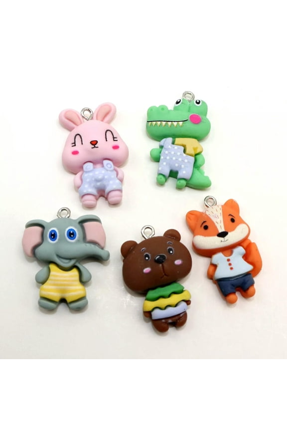 20Pcs Assorted Resin Cute Cartoon Animal Charms Pendants With Flatback Jewelry