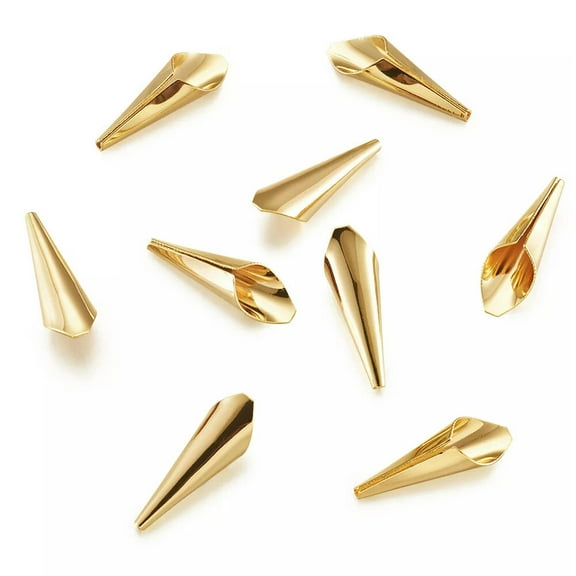 EOEMY 20Pcs Gold Plated Brass Smooth Bead Cones Glazed Big Bead Caps Findings 21.5X7mm