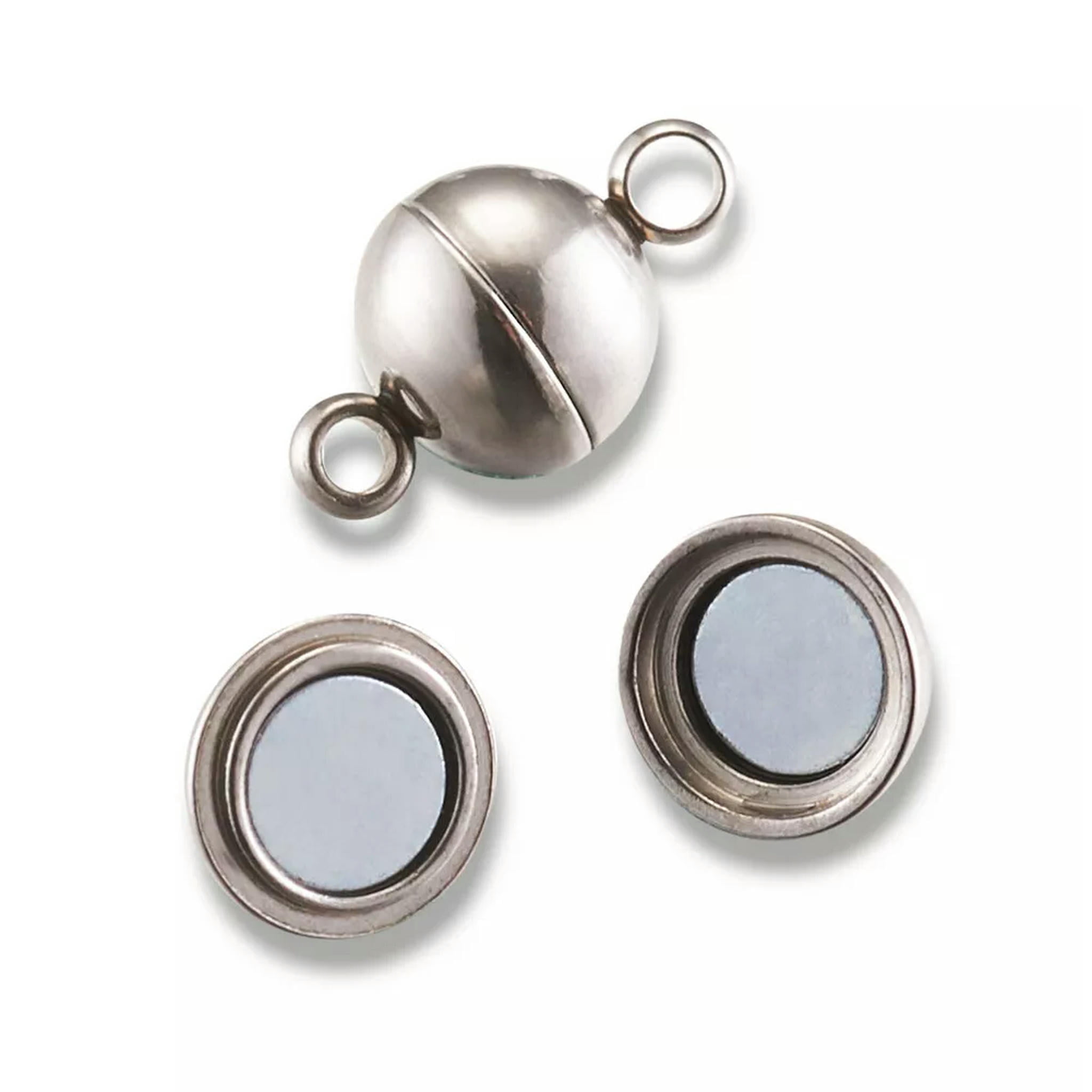 EOEMY 20Sets 304 Stainless Steel Magnetic Clasps Smooth Ball Closure Findings 12X5.5mm