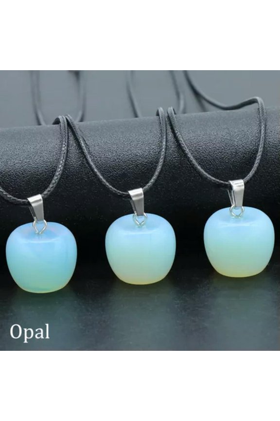 20mm Mini Hand Carved Apple Shape Pendant Gemstone Loose Beads Stone Jewelry Diy-Opal-1Pc (Pendant)