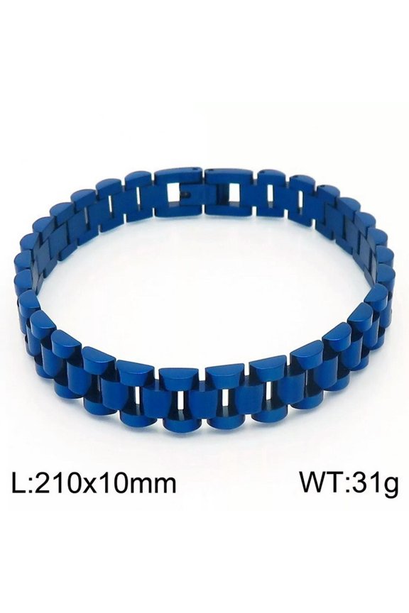 21Cm 10mm Women Men Stainless Steel Bracelet Bangle Wristband Cuff Chain Jewelry-Default