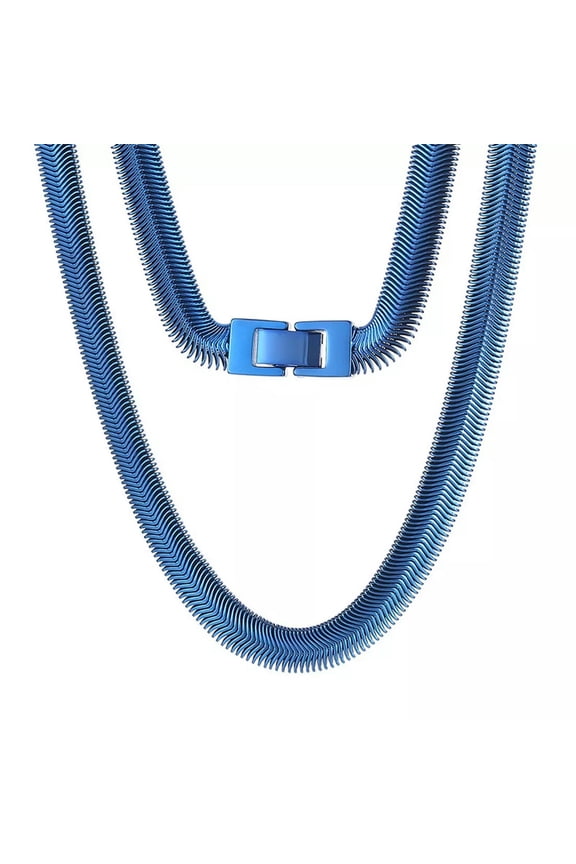 24" 8mm Fashion 316L Stainless Steel Silver Flat Snake Chain Necklace Women Men-Default