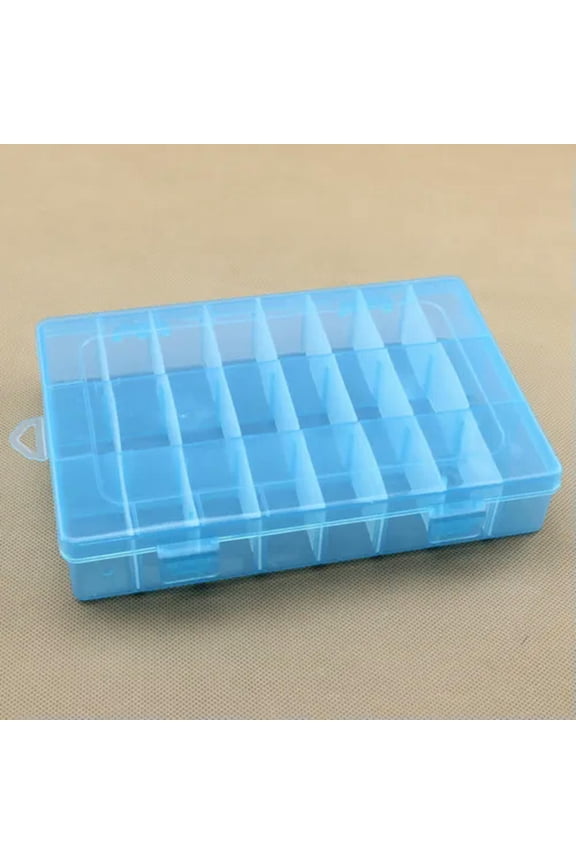 24 Compartment Plastic Box Case Jewelry Bead Display Storage Container 200X135mm-Blue