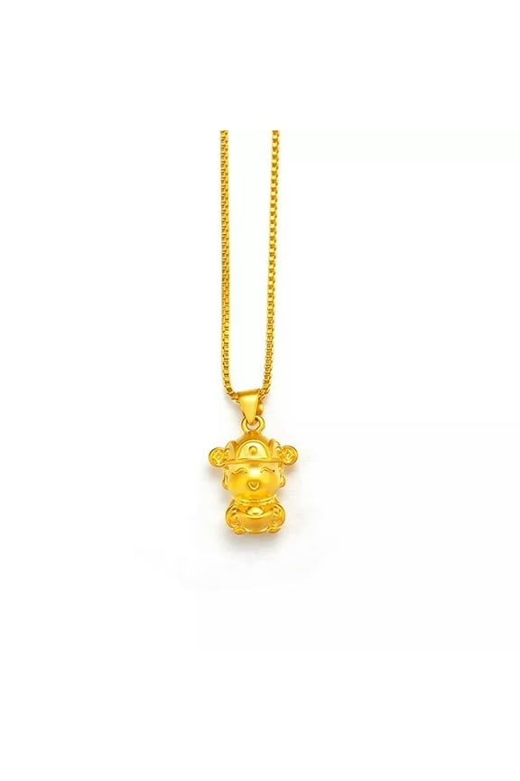 24K Yellow Gold Plated Fashion Jewelry Little God Of Wealth Women Necklace 18In