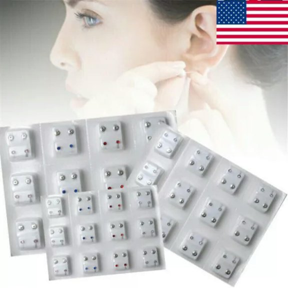 EOEMY 24Pcs Medical Earrings Piercing Tool Kit Ear Stud Surgical Steel Ear Studs Us.-Multi-Coloured-12Pairs