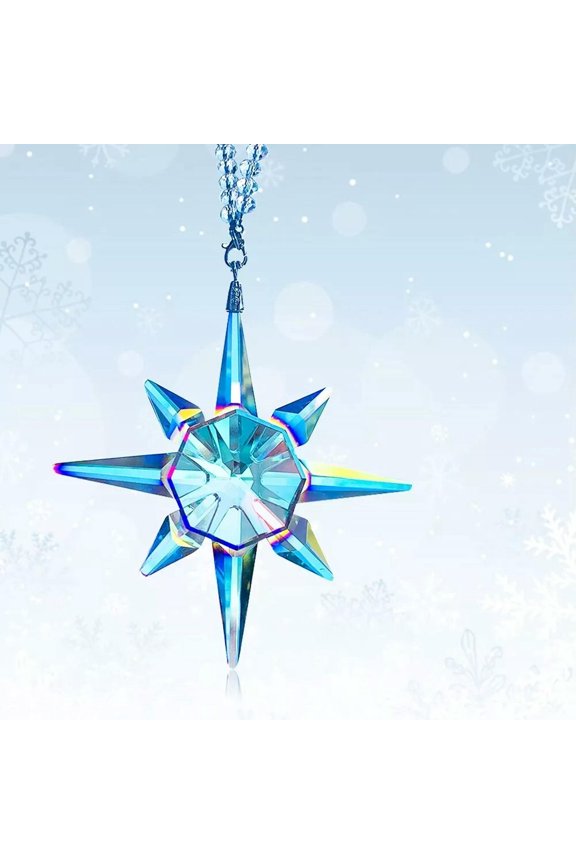 24mmab Color Crystal Glass Snowflakes Car Pendant Decor Star Colorful Decoration