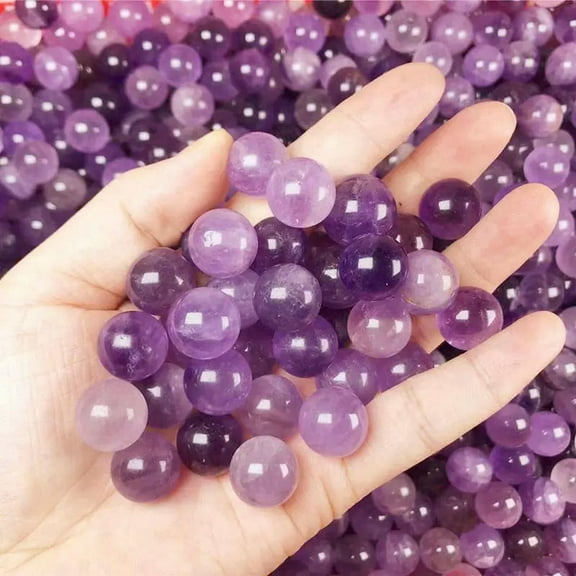 EOEMY 25-30mm Natural Brazilian Amethyst Ball Quartz Healing Gem Crystal Sphere Decor