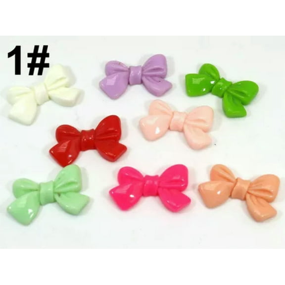 EOEMY 25 Mixed Color Flatback Resin Bowknot Bows Knots Cabochons Various Embellishment-1# Bowknot 25X15mm
