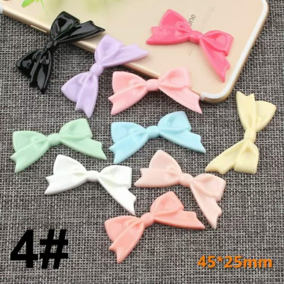 EOEMY 25 Mixed Color Flatback Resin Bowknot Bows Knots Cabochons Various Embellishment-4# Bowknot 45X25mm