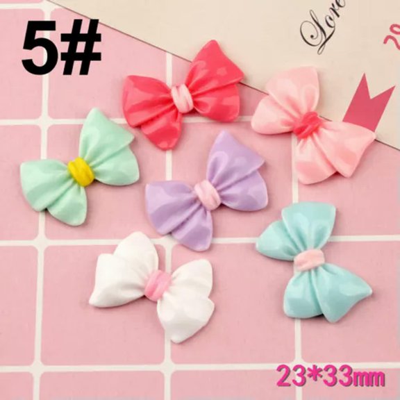 EOEMY 25 Mixed Color Flatback Resin Bowknot Bows Knots Cabochons Various Embellishment-5# Bowknot 33X23mm