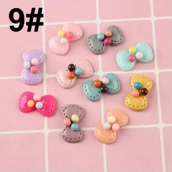 EOEMY 25 Mixed Color Flatback Resin Bowknot Bows Knots Cabochons Various Embellishment-9# Bowknot 23X13mm