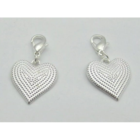 EOEMY 25 Silver Alloy Heart Clip On Charms Fit Chain Bracelet