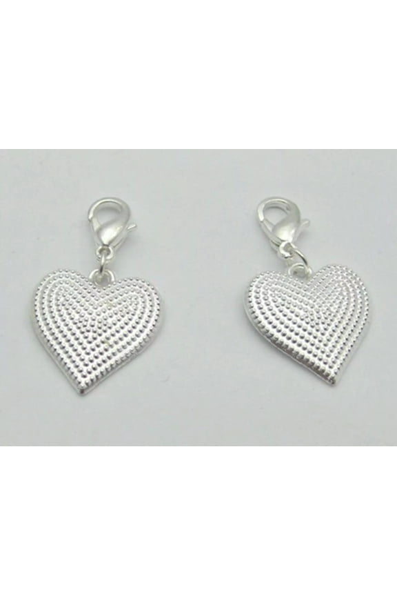25 Silver Alloy Heart Clip On Charms Fit Chain Bracelet