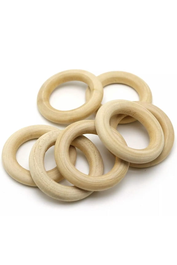 25 Unfinished Natural Untreated Plain Wooden 40mm(1.6") Wood Round Ring Diy