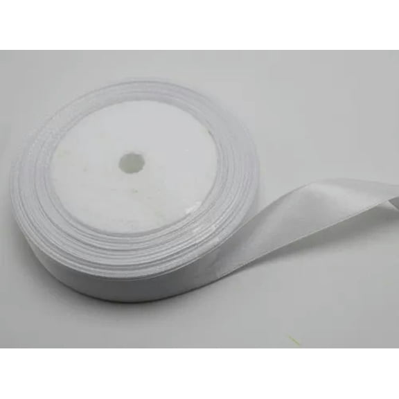 EOEMY 25 Yards 3/4" (20mm) Satin Ribbons Wedding Bows Crafts Embellishment Party-White