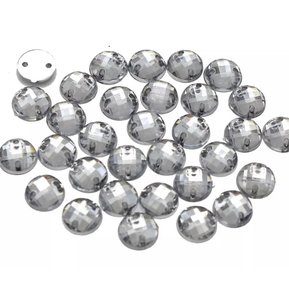 EOEMY 250 Clear Flatback Acrylic Rhinestone Round Button 8mm Sew On Beads