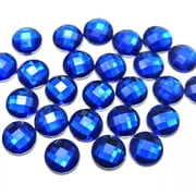 EOEMY 250 Royal Blue Crystal Acrylic Flatback Faceted Round Rhinestone Glue On Gem 8mm