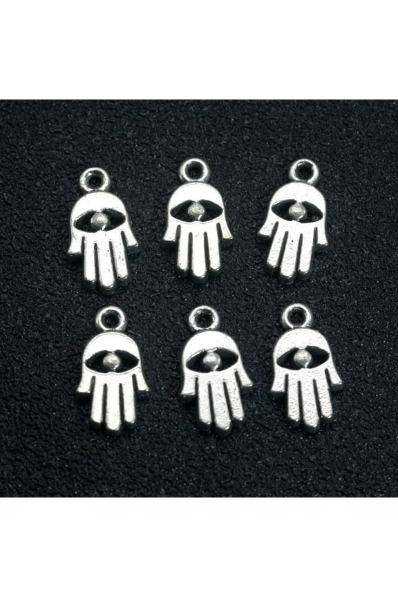 250 Silver Hamsa Hand Evil Eye Good Luck Charm Pendants