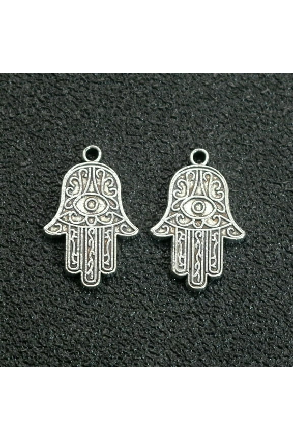 250 Tibet Silver Kabbalah Hamsa Hand Evil Eye Good Luck Charm Pendants 19mm