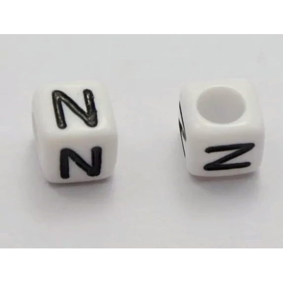 EOEMY 250 White With Black Acrylic Alphabet Letter "A-Z" Acrylic Cube Pony Beads 6X6mm-N