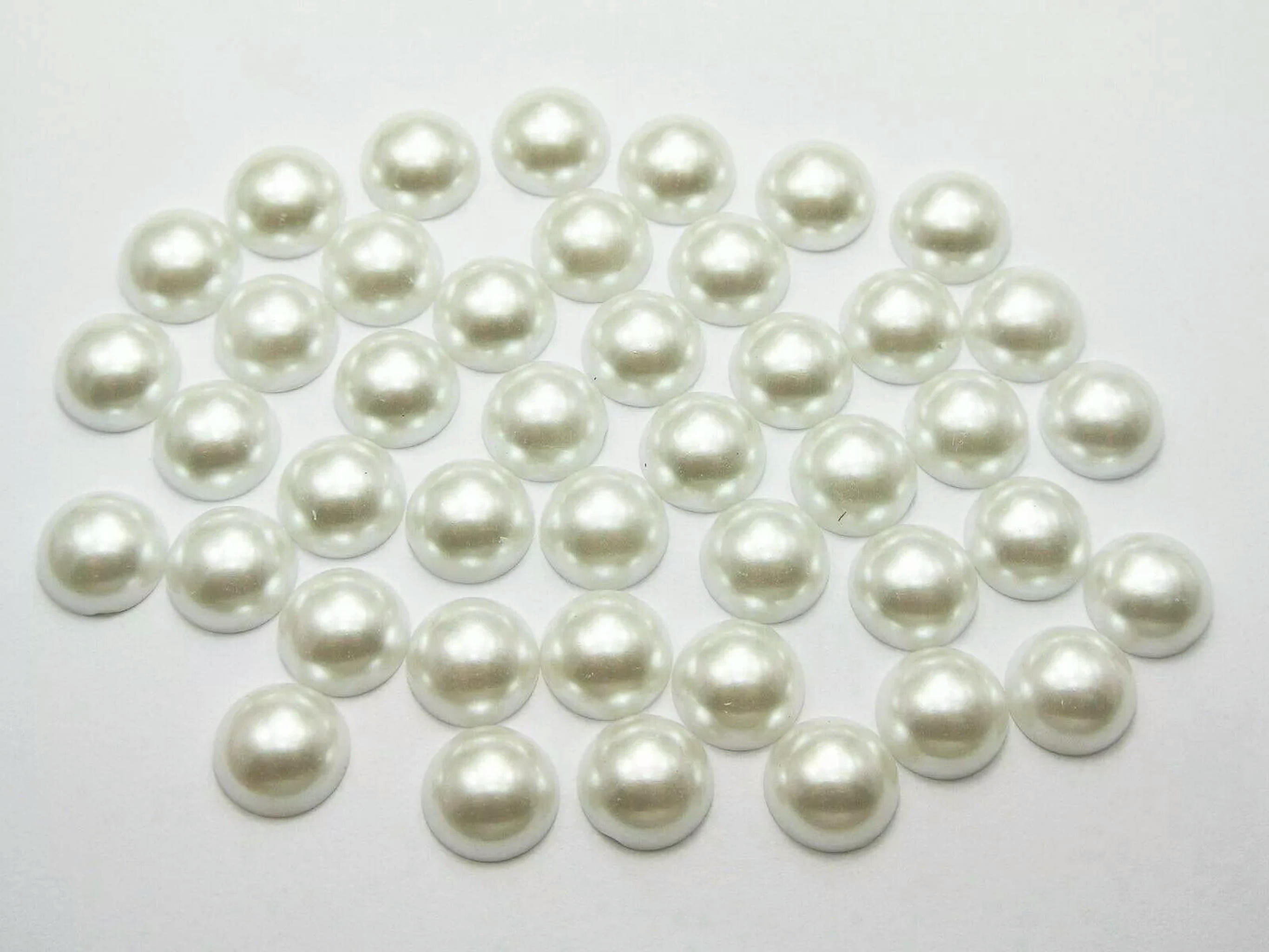 EOEMY 2500 Pure White Acrylic Half Pearl Flatback Round Bead 8mm Scrapbook Craft