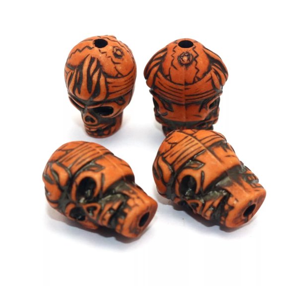 EOEMY 25Pcs Red Halloween Gothic Skull Acrylic Charm Beads 20mm (Double Side)