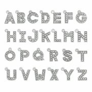 EOEMY 26 Mixed Silver Tone Alloy Rhinestone Alphabet Letter "A-Z" Charms Pendants