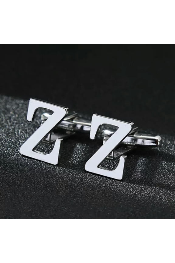 26Letters A-Z Brass Silver Color Buttons Cufflinks Men French Shirt Cuff Links !-Z