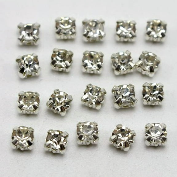 EOEMY 288 Silver Clear Crystal Glass Rose Montees 3mm Ss12 Sew On Rhinestones Beads