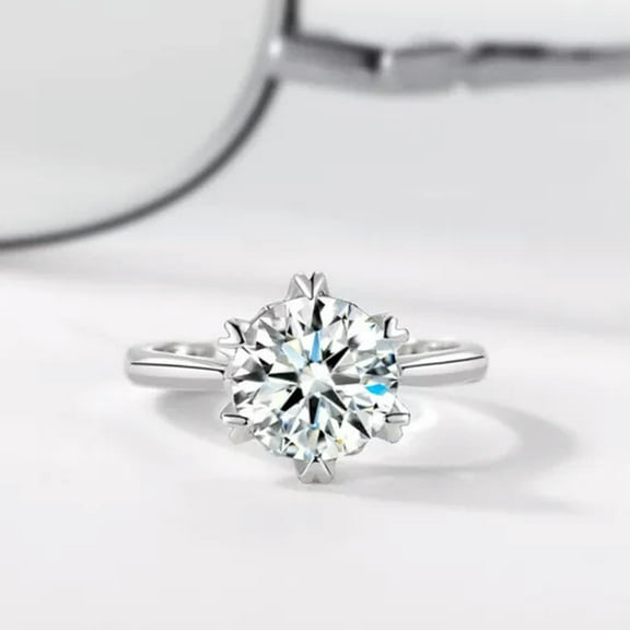 EOEMY 2Ct Round Cut Wedding Aaa Cz 925 Silver Women'S Love Heart Fashion Ring Size 4-9