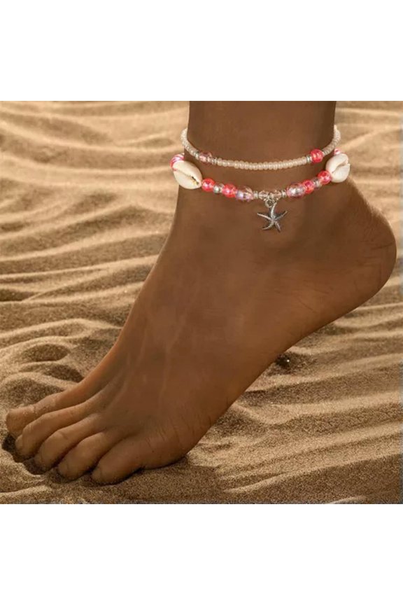 2Pcs Boho Shell Starfish Bead Summer Beach Anklet Bracelet Foot Chain Unisex New-#3