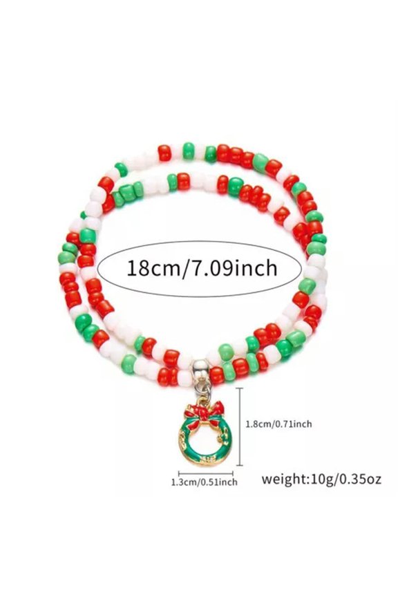 2Pcs Christmas Tree Colorful Soft Ceramic Bead Bracelet Bangle Women Men Jewelry-#2