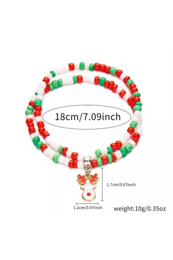 2Pcs Christmas Tree Colorful Soft Ceramic Bead Bracelet Bangle Women Men Jewelry-#5