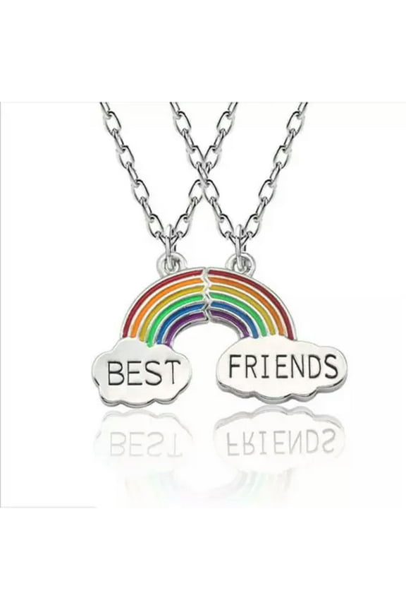 2Pcs Crystal Best Friend Love Heart Pendant Bff Friendship Necklace Xmas Gift Us-#3