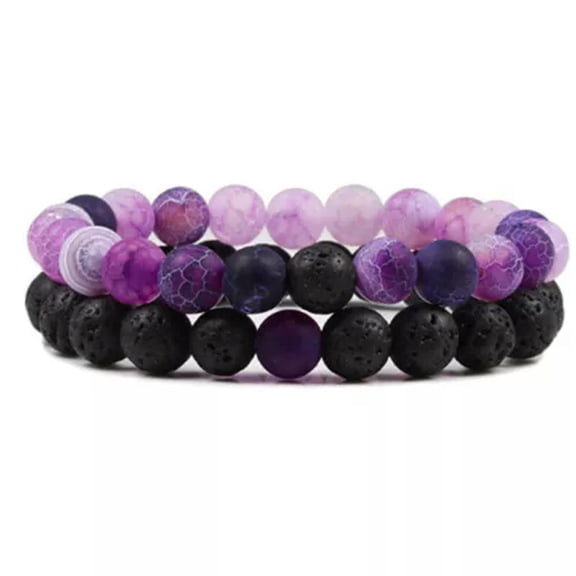 EOEMY 2Pcs Distance Bracelets Lovers Couples Matching Gift Matte Agate 8mm Bead Stone-8-Couples