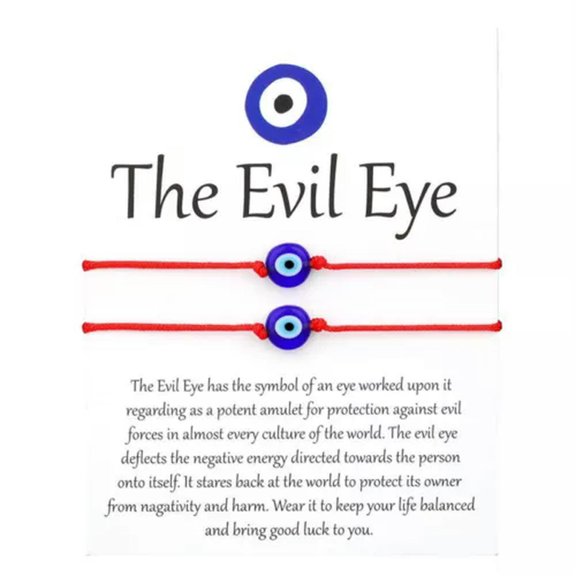EOEMY 2Pcs Lucky Blue Evil Eye Bracelet Red Black String Bracelet Handmade Couple Gift-2Pcs -Style 5