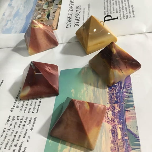 EOEMY 2Pcs Natural Mookaite Jasper Quartz Crystal Egypt Pyramid Vitellite Gems Tower